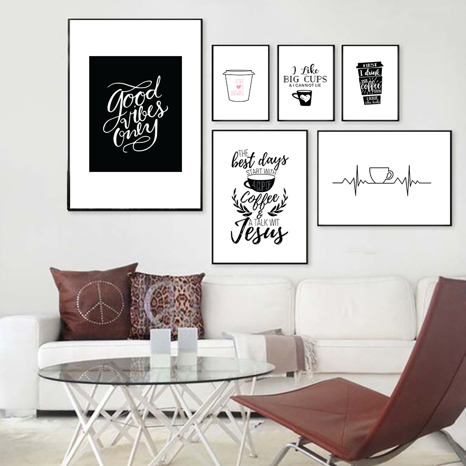 Home Decor Quotes On Wall - Affiches modernes avec citation de café,