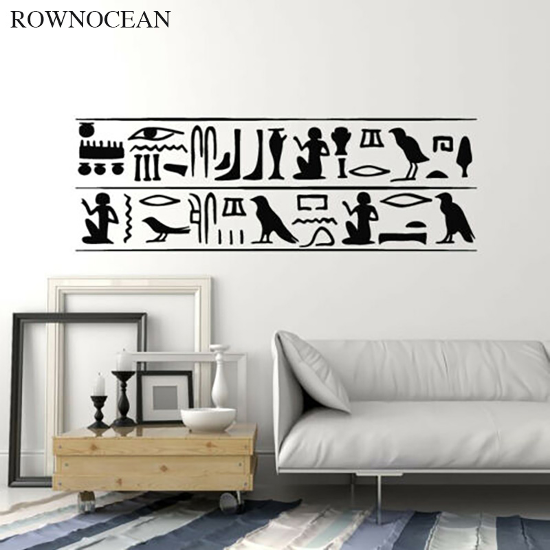 Home Decor Indonesia - ROWNOCEAN-Autocollants Muraux en Vinyle avec Hiéroglyphes