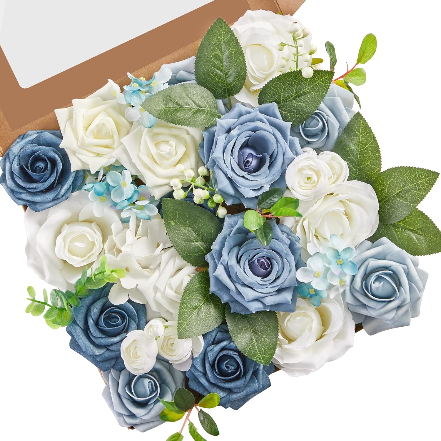Home Decor Center - Coffret de fleurs artificielles roses blanches