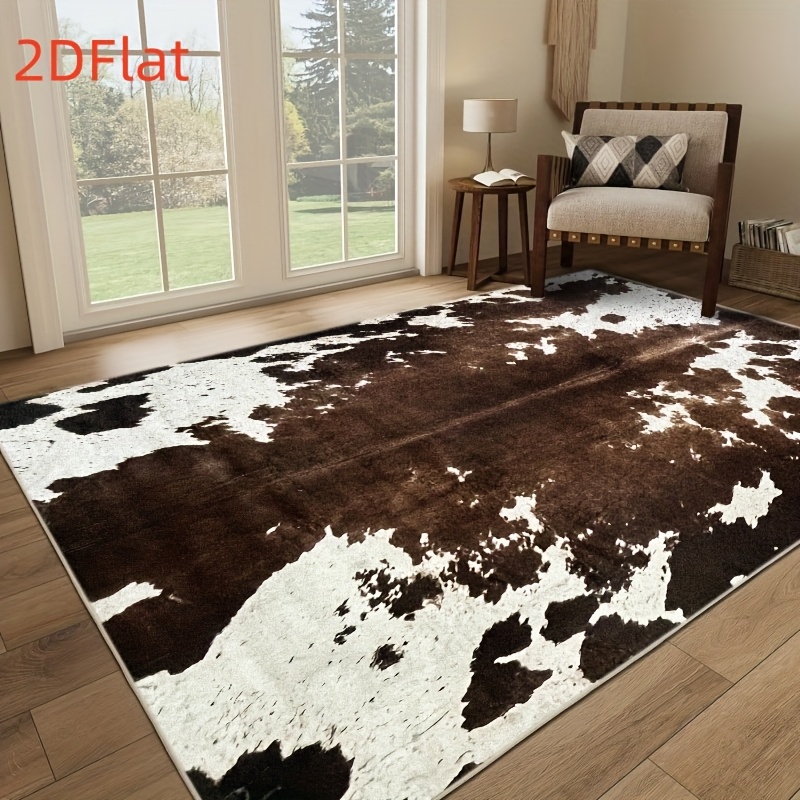 Cowhide Rug Faux - Tapis de sol 2D en flanelle