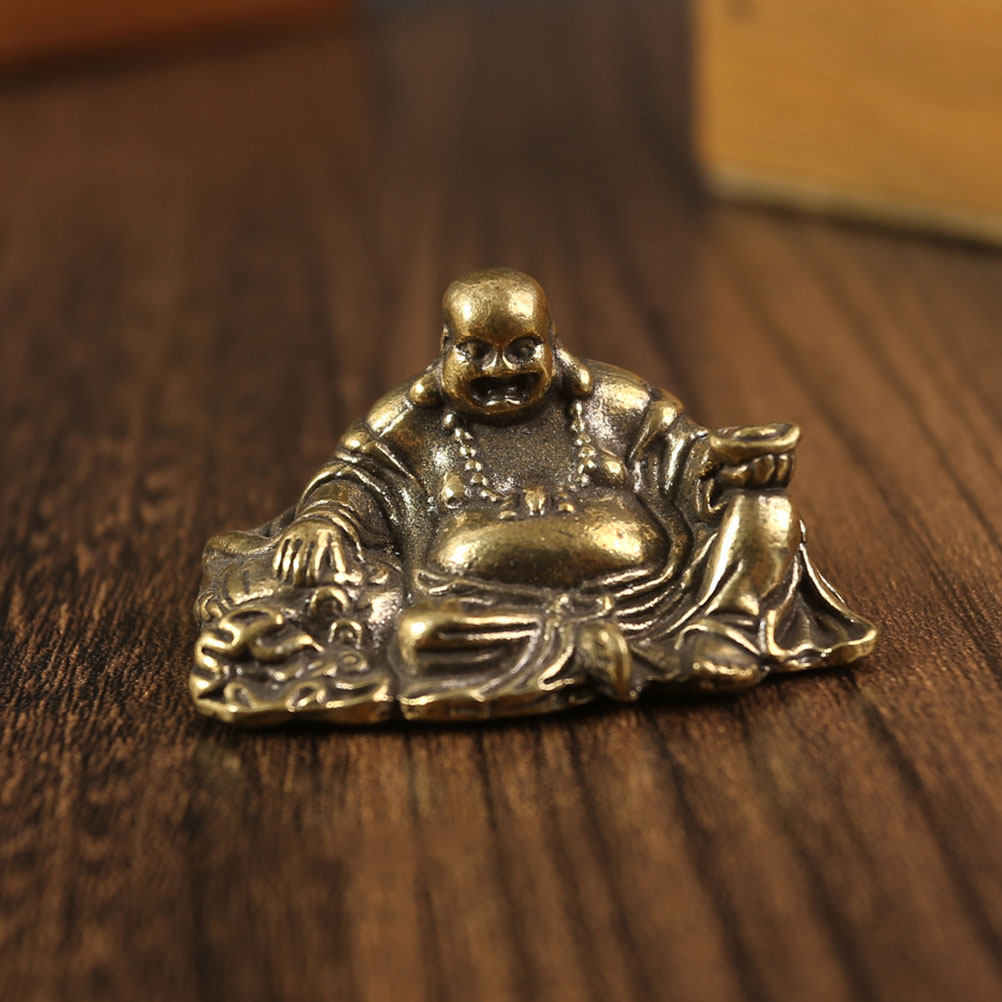 Home Decor Zen - Statue de Bouddha souriant en laiton,