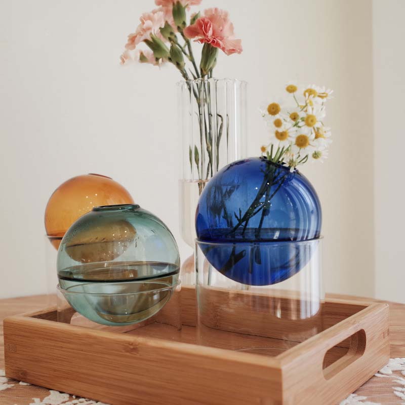 Terrarium Glass Bottle - Mini Vase à fleurs rond, récipient