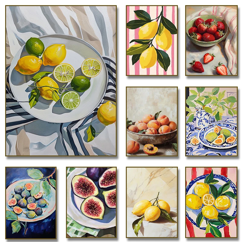 Home Decor Market - Affiche abstraite de marché aux fruits,