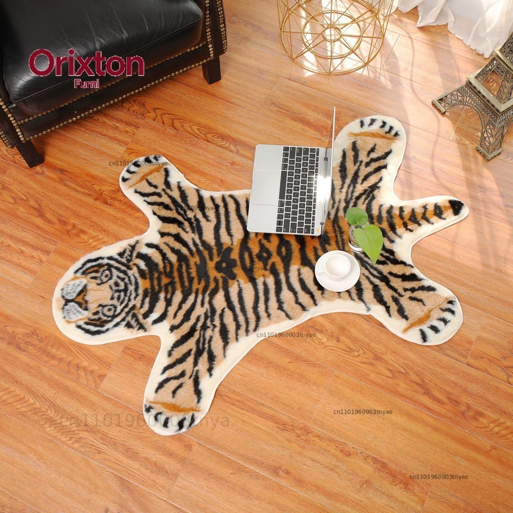 Cowhide Rug Faux - Tapis imprimé tigre, tapis antidérapant en