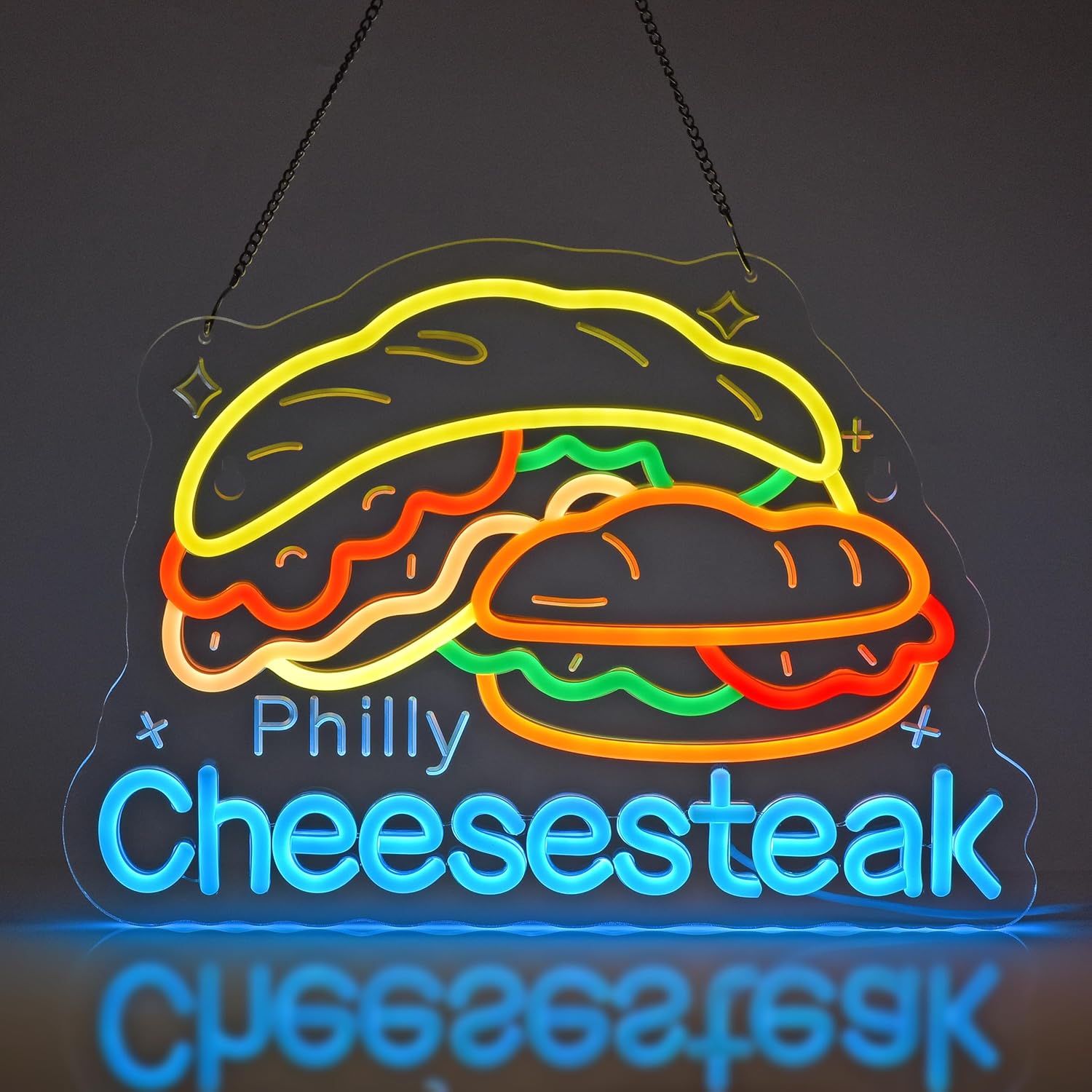 Home Decor Market - Enseigne néon Philly Cheesesteak pour restaurant,