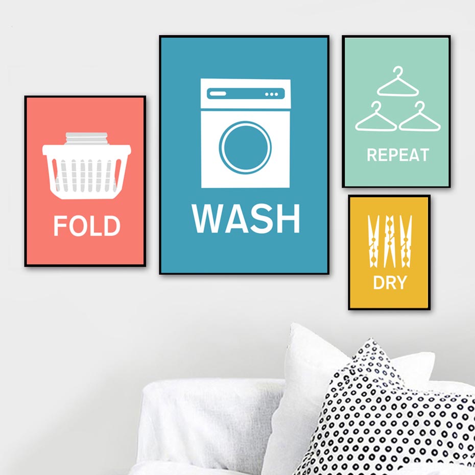 Home Decor Quotes On Wall - Affiche nordique moderne de buanderie, impressions