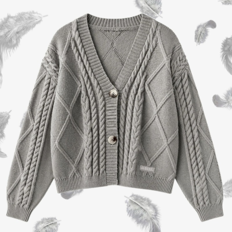Yarn Home Decor - Cardigan gris TTPD pour femme, pull