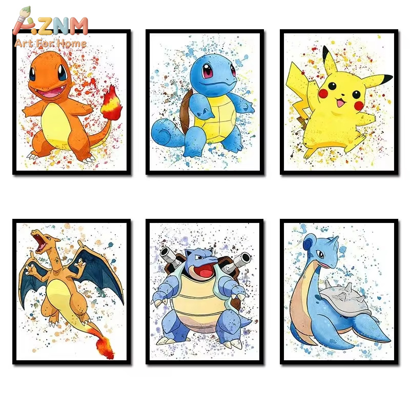 Watercolor Poster Print - Peinture sur toile Anime Pokemon, affiche