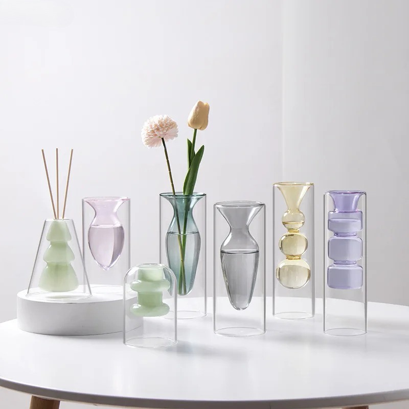 Vase en verre coloré Double co - Terrarium Glass Bottle avis et prix