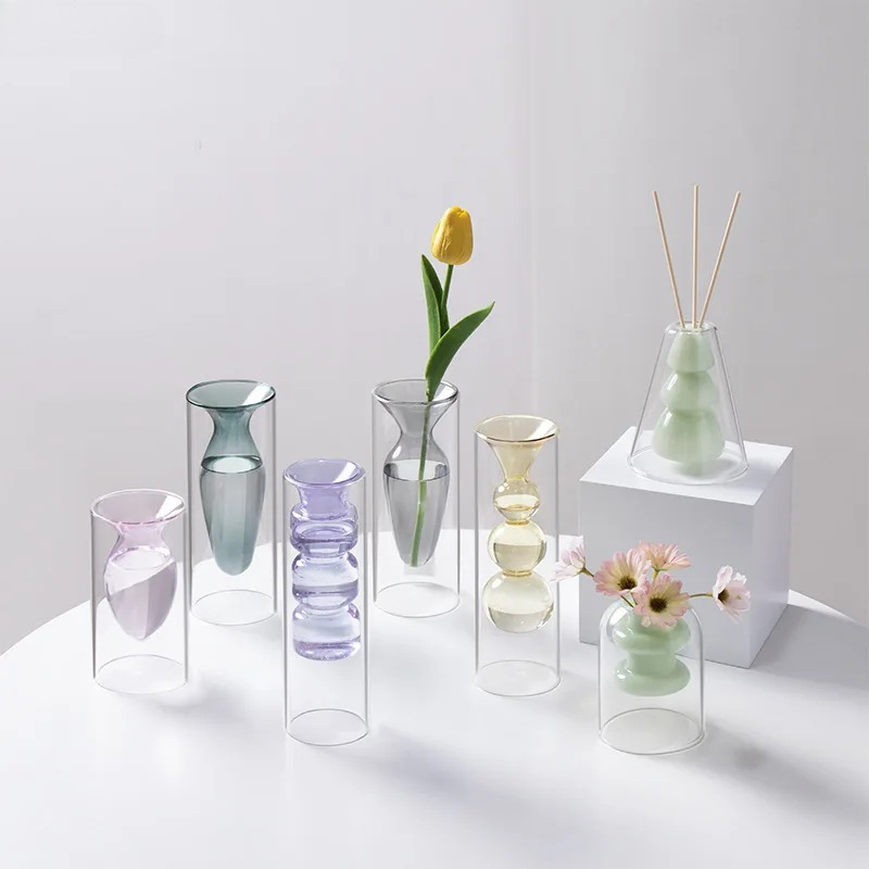 Vase en verre coloré Double co - Terrarium Glass Bottle avis et prix
