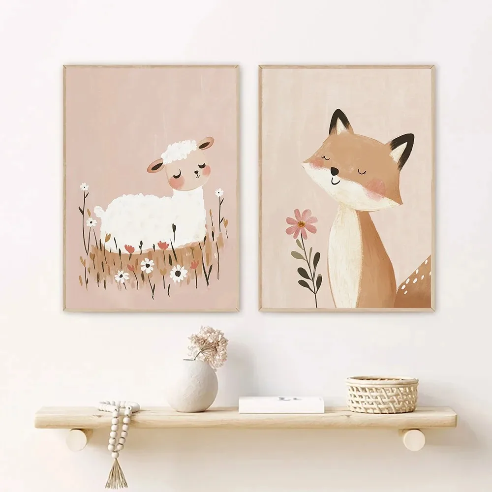 Nordique rose mignon dessin an - Watercolor Poster Print avis et prix