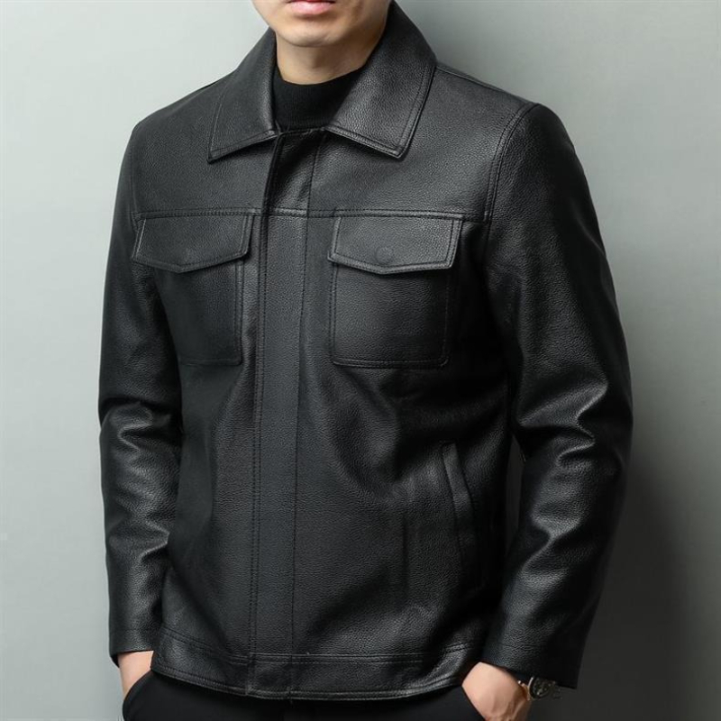 Veste de motard vintage en cui - Cowhide Rug Faux avis et prix