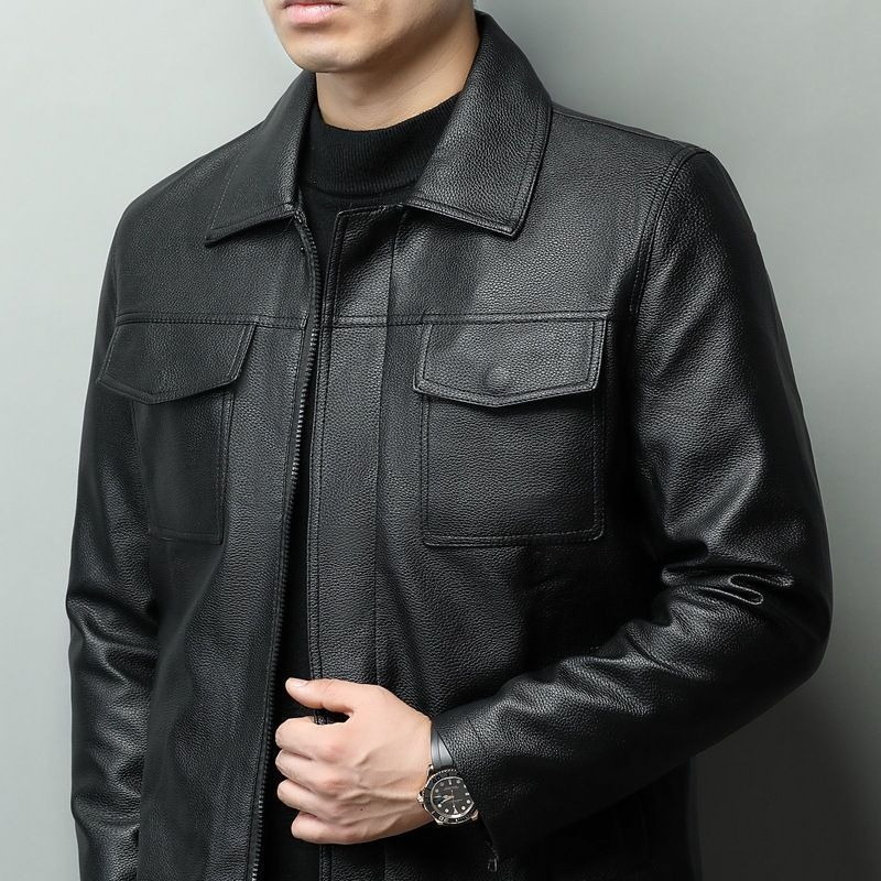 Veste de motard vintage en cui - Cowhide Rug Faux avis et prix