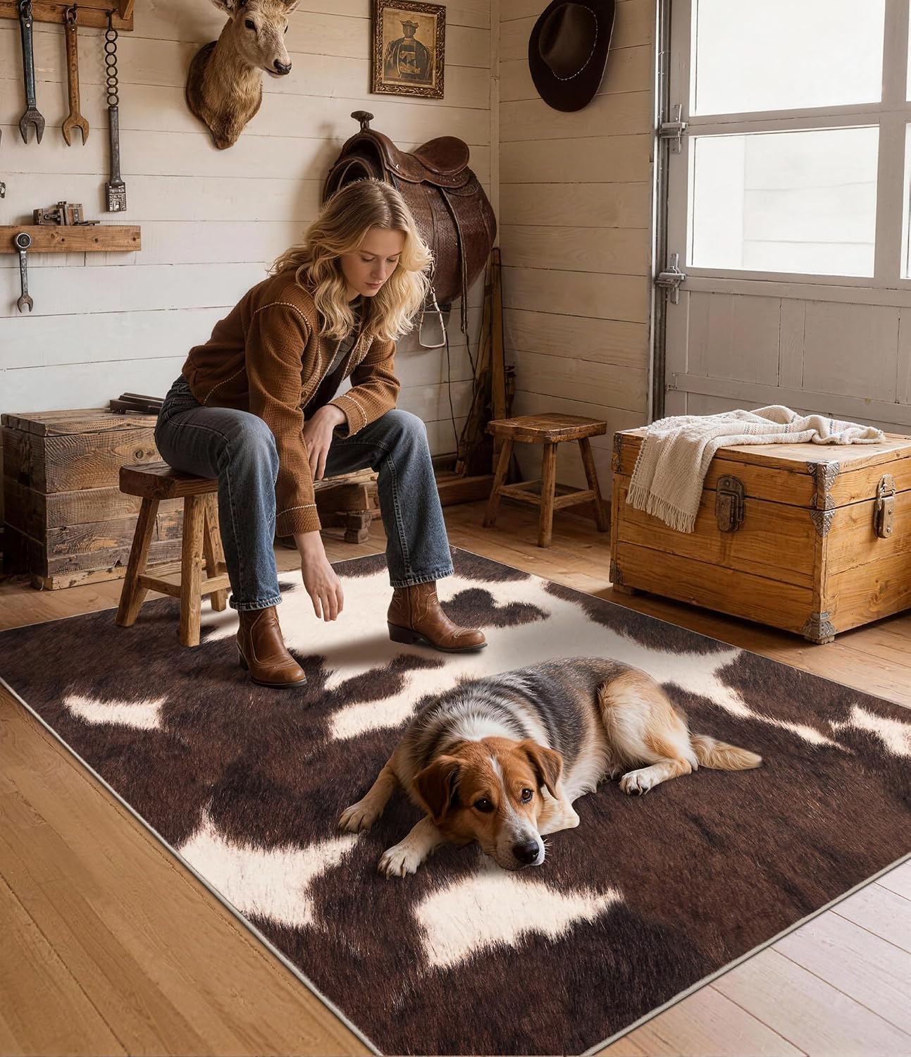 Tapis en simili cuir de vache  - Cowhide Rug Faux avis et prix