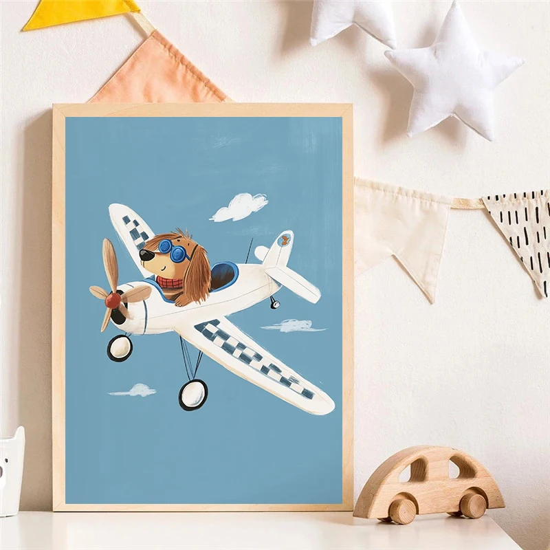 Chien avion Lion dans la voitu - Watercolor Poster Print avis et prix