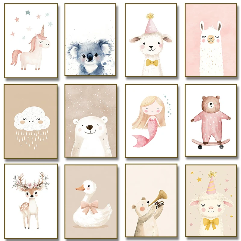 Mignon aquarelle licorne sirèn - Watercolor Poster Print avis et prix