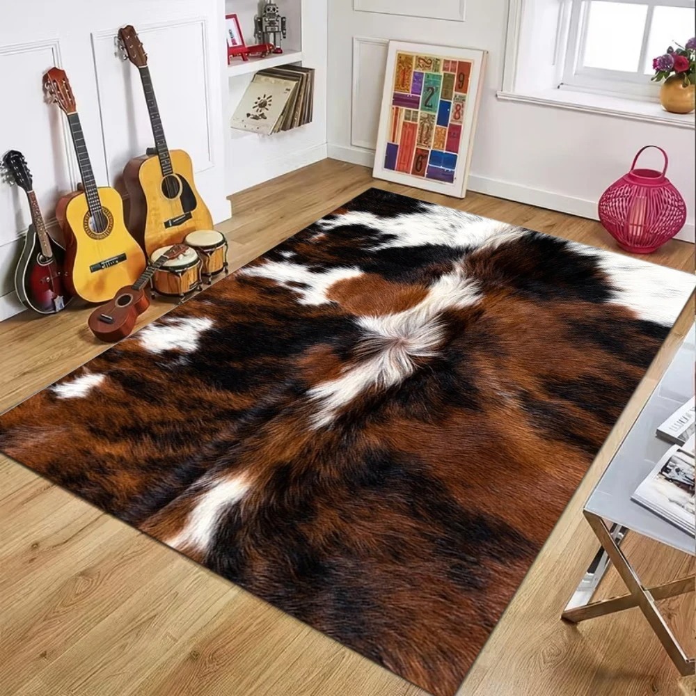 Tapis à motif simili cuir de v - Cowhide Rug Faux avis et prix